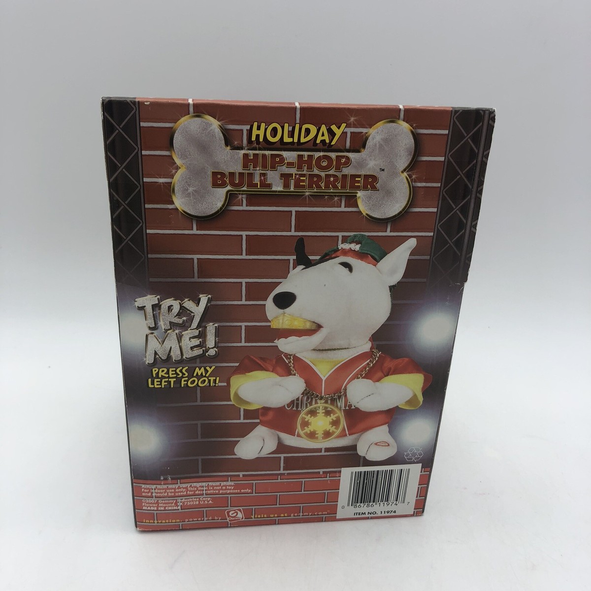 Gemmy 2007 Hip Hop Dawgs Bull Terrier Pitbull Rapping Grillz