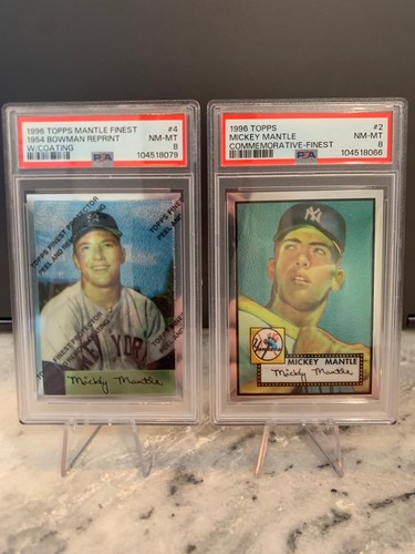 1996 Topps - Lot of 2 - Mickey Mantle Reprints - PSA 8