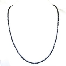 3mm 18 "Treated Certified Black Diamond Beaded Necklace In 925 Silver Clasp