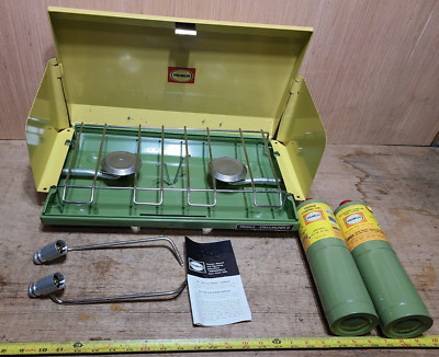 vintage PRIMUS Streamliner 2 Burner GAS CAMPING STOVE w/rare