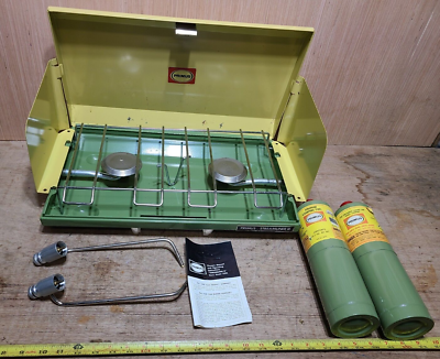 vintage PRIMUS Streamliner 2 Burner GAS CAMPING STOVE w/rare