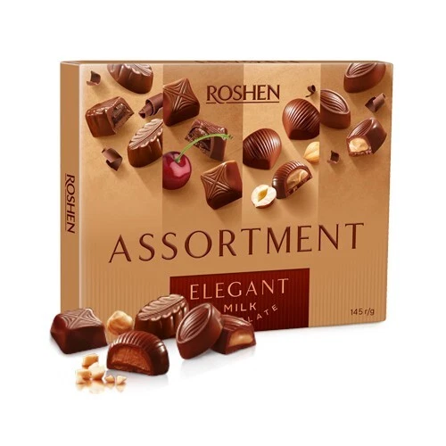 Ukrainian Sweets Box ROSHEN Assortment Milk Chocolate Candy Elegant 145g 5.11oz