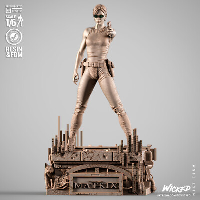 Trinity Matrix 3D Printed Figure, Unpainted Hacker Heroine Model Kit