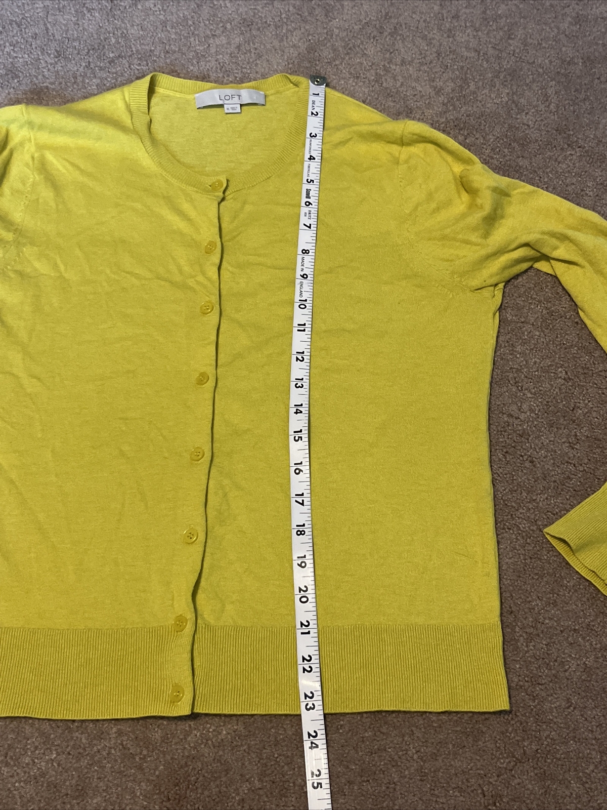 Loft Chartreuse Yellow Medium Button Cardigan Swe… - image 4