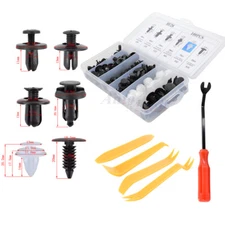 Set of 100 Bumper Fender Clips 6Size Auto Car Plastic Rivets Fastener Push 5Tool