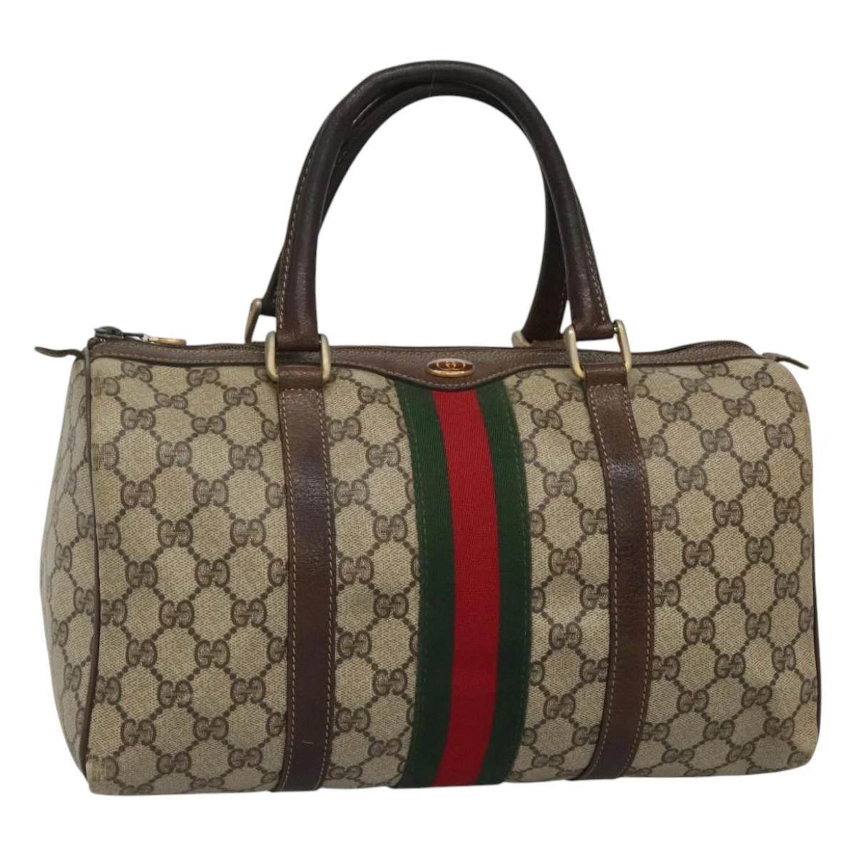 Sac GUCCI GG Supreme Web Sherry Line Boston PVC beige 24 012 3842 authentique KD176