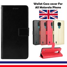 New Motorola Mobiles Phone High Quality Leather Flip Wallet Stand Case Cover UK