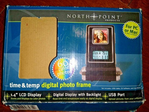 N.O.S. NORTH POINT, TIME & TEMP DIGITAL PHOTO FRAME 1.4" LCD Clock- Thermometer - Picture 8 of 8