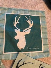 Winter Deer Christmas Burlap Throw Pillow Cover Holiday Home Decor