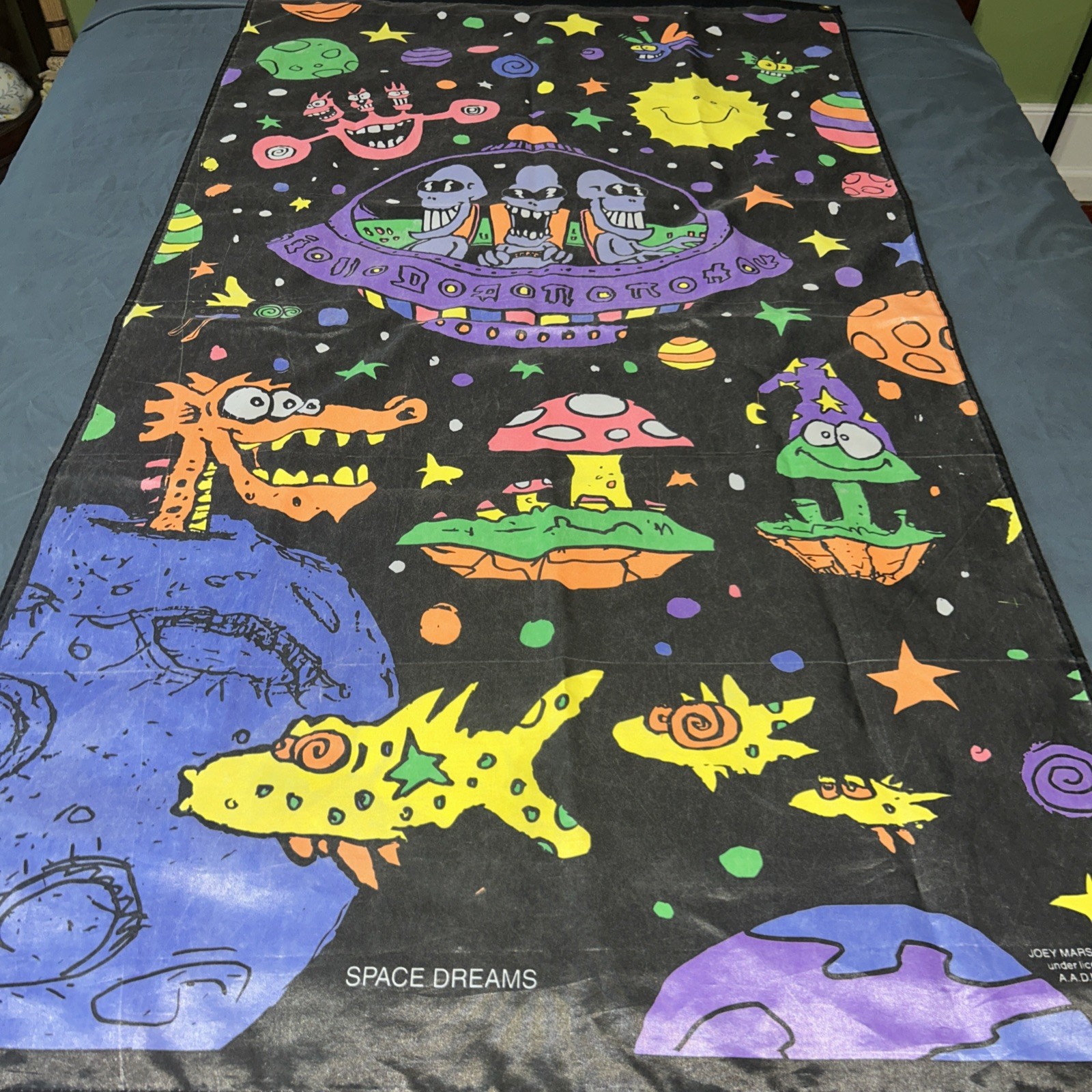 Joey Mars Space Dreams Banner 5’ x 34” Alien UFO Psychedelic Wall Art RARE 1999