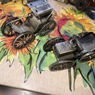 2 VINTAGE CARS TIN METAL WELDED Silver Color — photo 1