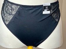 INC International Concepts Full Brief Thong Underwear 1X Sheer Lace Panty Black