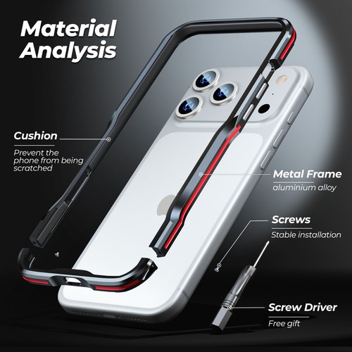 Luphy Metall Bumper Hart Schutz Slim Case Hülle für iPhone 12 13 14 15 16 Pro Max - Bild 2 von 23