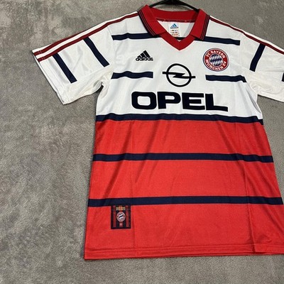 [美品]FCバイエルン・ミュンヘン シャツ  opel Bayern Munich Shirt Mens Medium Red White Soccer Adidas Opel 90s
