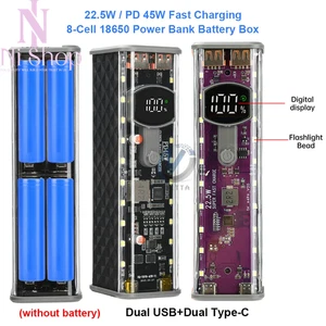 8x 18650 USB Power Bank Battery PD Fast Charger Case DIY Box for SmartPhones NEW