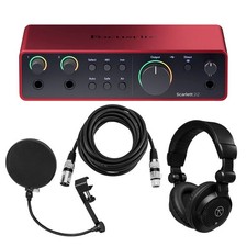 Focusrite Scarlett 2i2 4th Gen USB Interface with Software Suite, Bundle