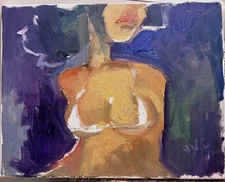 Portrait Small Oil Painting Gothic Cubism Boudoir 11"x14" Canvas Original Signed