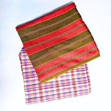 Pa Kao Ma Thai Scarf Handmade Cotton Traditional Sarong Plaid Wrap 78 x 180.cmX2