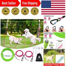 Heavy Duty Dog Runner for Yard,100ft Dog Run Cable with 10ft  10ft Pulley fo...