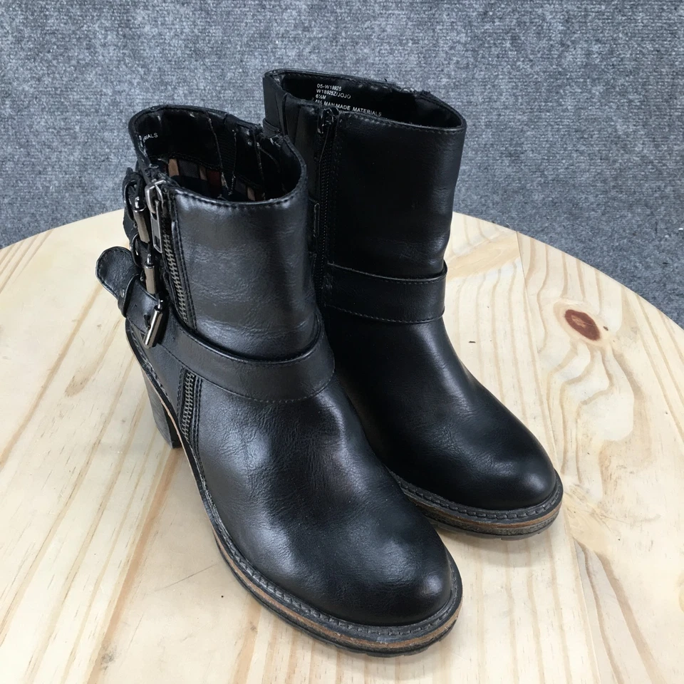 Botas de Montaña Blancas para Mujer 6.5 M Jojo Botín Negro Imitación Cuero Tobillo Bloque Foto 3 de 4