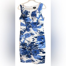Clearance - Adrianna Papell Watercolor Sheath Dress in Blues and White
