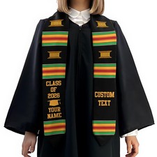 African Kente Graduation Sash Personalized Stole Class of 2026 Gift