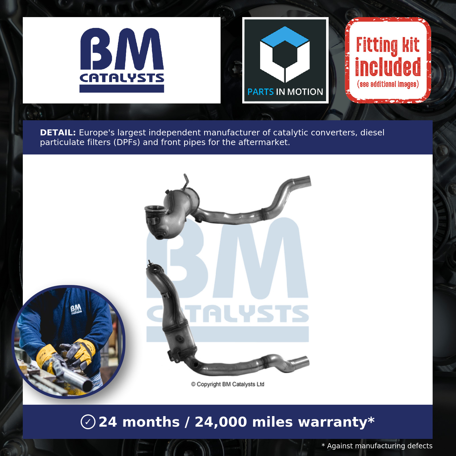Catalytic Converter Type Approved + Fitting Kit Front BM92180HK BM Catalysts New