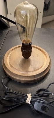 Edison Style Lamp with wood base -steampunk Industrial