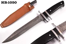14" Base Camp BUFFALO HORN HANDLE Damascus Steel Sub Hilt Fighter Knife HB-1050