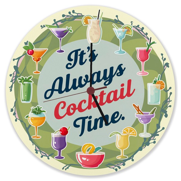 Cocktails Wanduhr Aus Alu - Cocktail Time-image