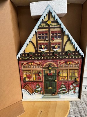 Traditions Byers Choice Wooden Christmas House Advent Calendar w/ Box