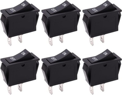 6pcs Snap-in Rocker Switch Toggle Power Switch SPST ON-Off 2 Pin Position AC