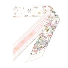 Dior Silk Mitzah Floral Scarf White Pink Used0 From Japan