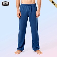 Men's 100 Cotton Pajama Lounge Pants Relaxed Fit, Side Pockets and Brea