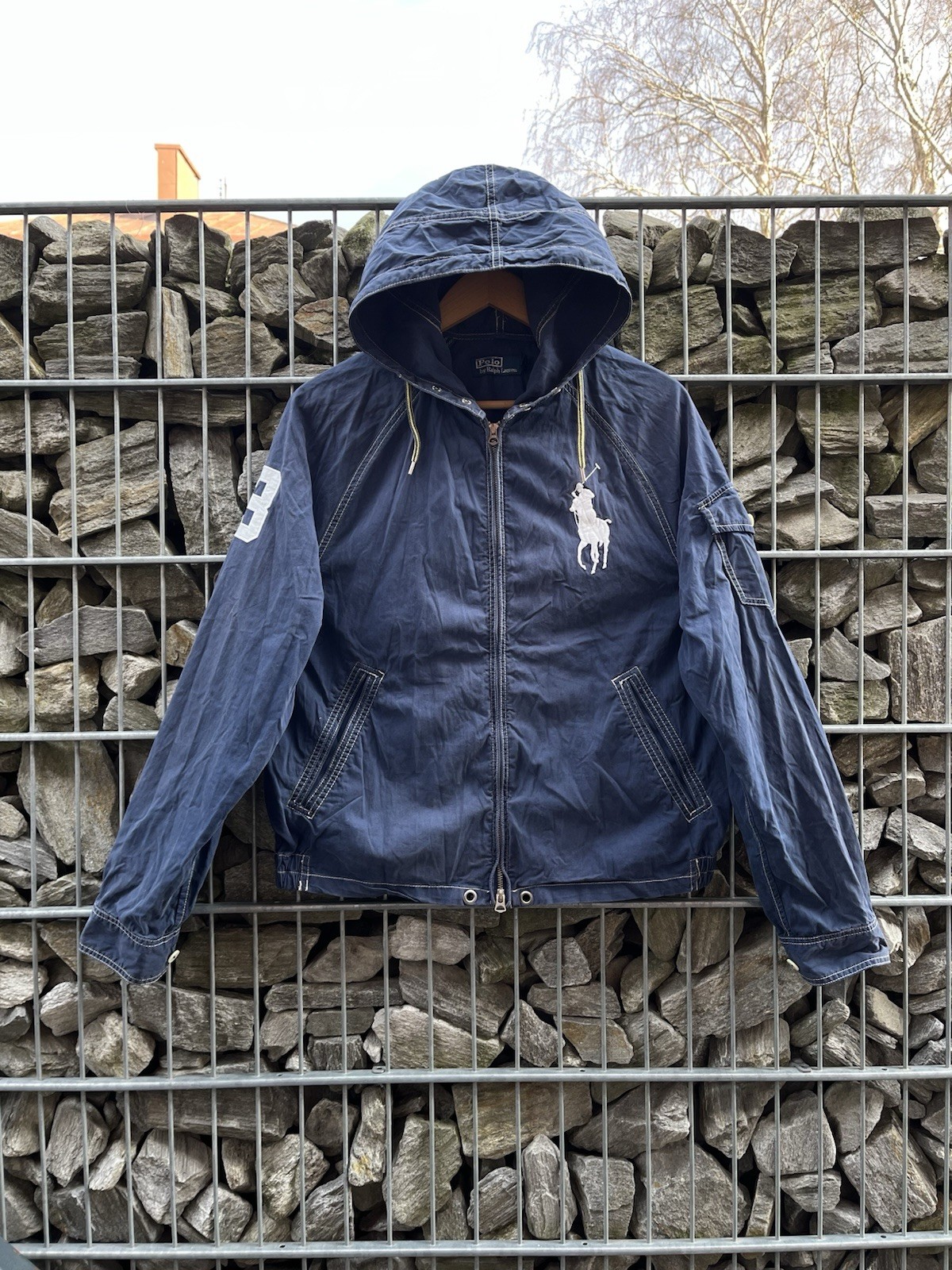 Costume da bagno vintage Polo Ralph Lauren Big Pony uomo taglia M giacca con cappuccio anni 90