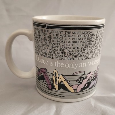 Vintage 1982 Dance Art Quote Mug Ballet Shoes Tuscany Collection Japan