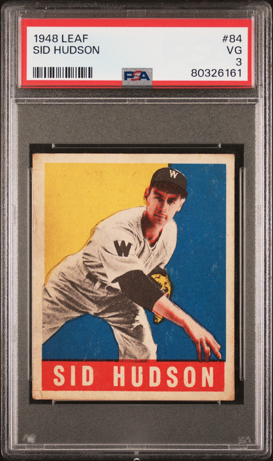 1948 Leaf Sid Hudson PSA 3 VG - Nice Centering! #84 Baseball Card