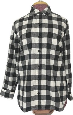 J.Crew Re-Imagined Buffalo Women Plaid Shirt Black White Flannel Size MP