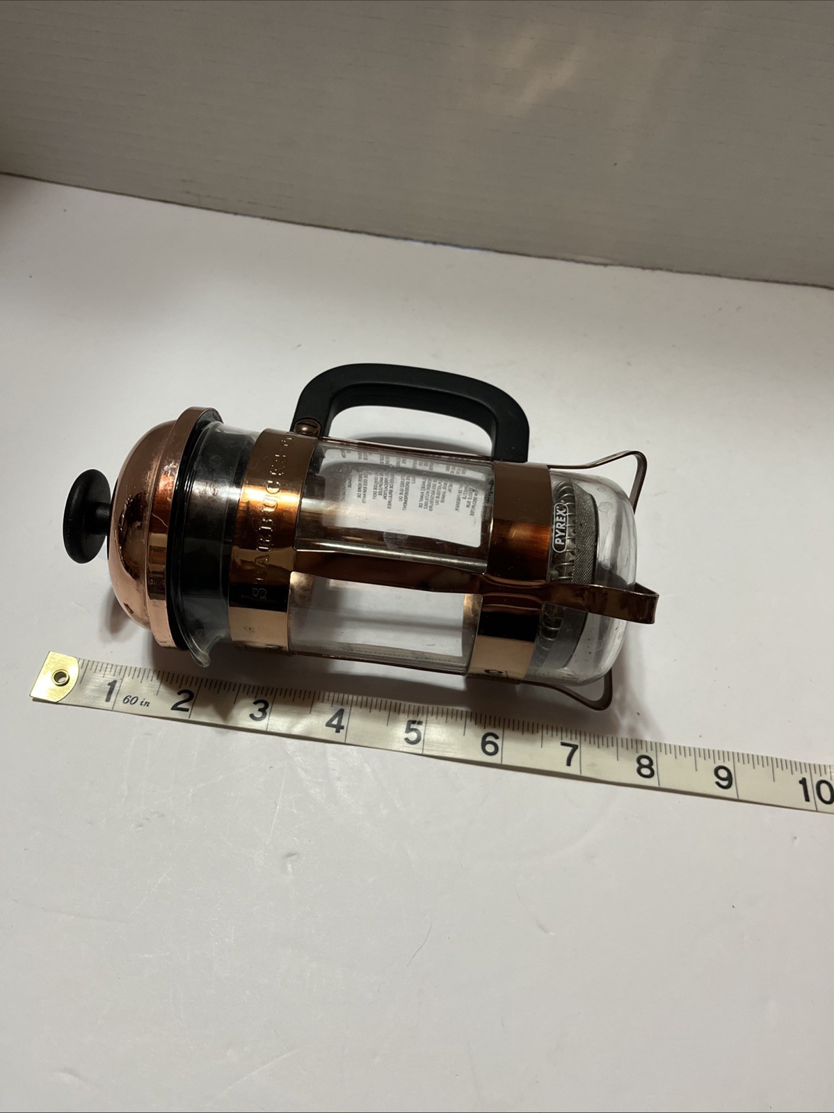 Copper Tone Starbucks & Pyrex French Coffee Press 12oz