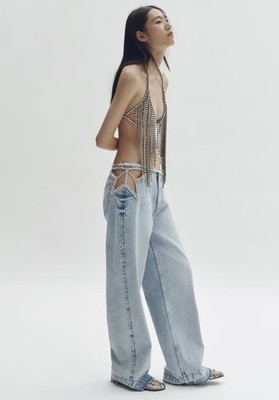 STELLA MCCARTNEY H&M Crystal Star Straight Leg Jeans, NWT, Size 10 US