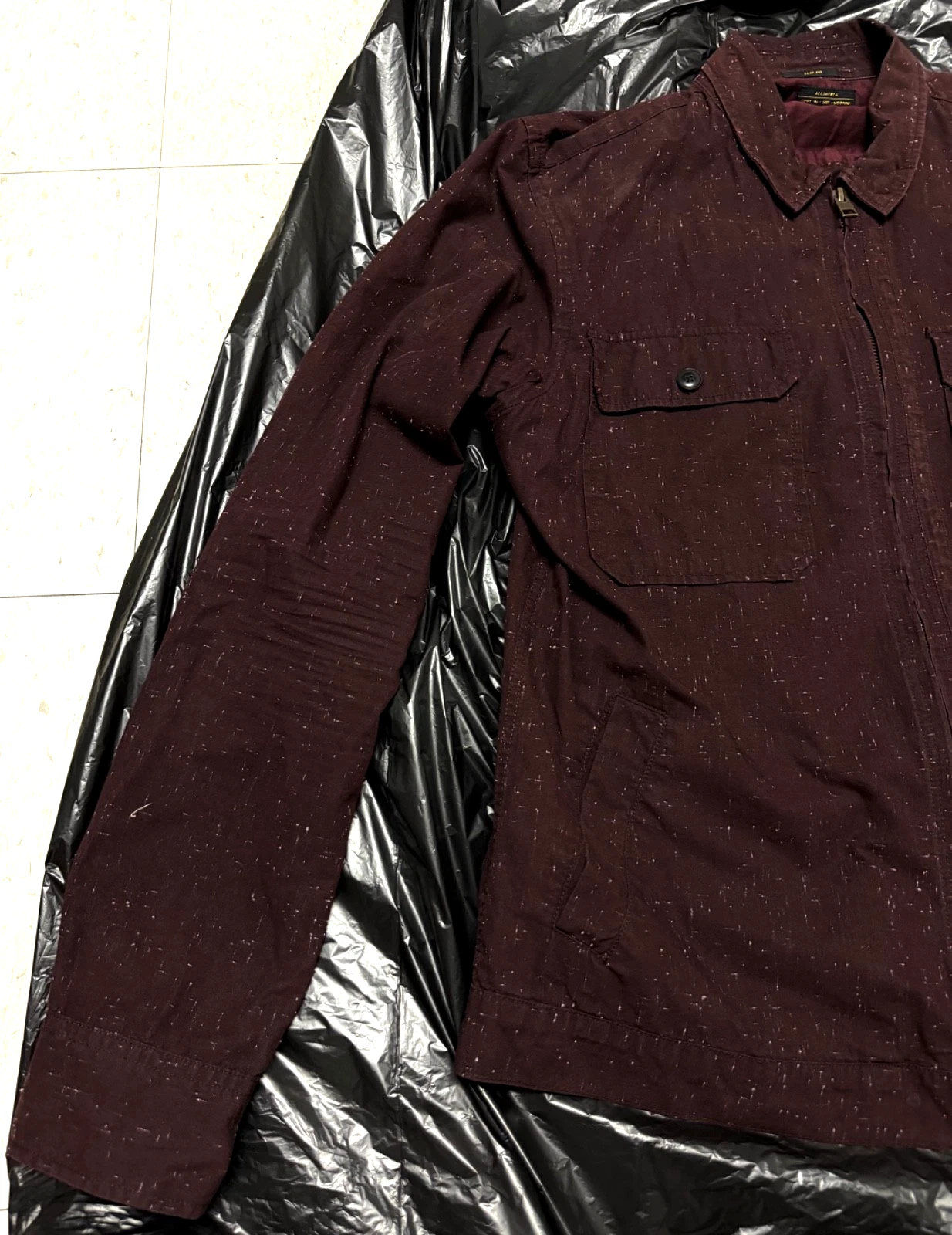 *AllSaints Mens Burgundy Cassady Full-Zip Long Sleeve Shirt Jacket M MEDIUM* image 4