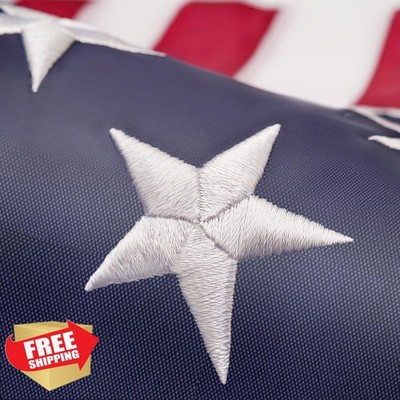QLASH 4x6 Ft USA Flag Heavy Duty Nylon Embroidered Brass Grommets