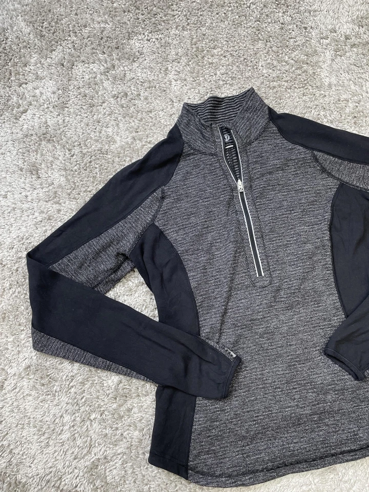 Lululemon Half Zip Pullover Womens 8 Black Gray Running Thumbholes Workout - Image 4 of 4