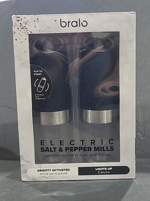 Bralo Gravity Activated Salt & Pepper Grinder Set With LED Light. 
