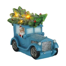 Blue Christmas Statue Lighted Truck Statue Statuary for Holiday Home Kitchen ...