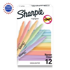 Sharpie Pocket Highlighters Mild Pastel Colors Assorted Chisel Tip 12 Count