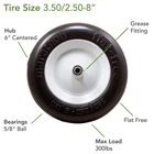 Marathon 00003 Flat Free Wheelbarrow Tire on Wheel 6 x 13 Dia. in.