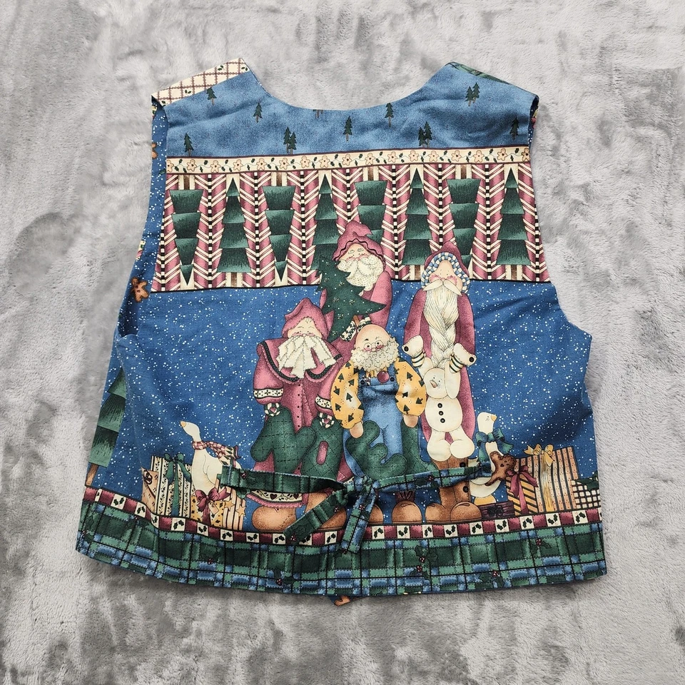 Chaleco de vacaciones casero vintage para mujer L multicolor Santa Navidad pan de jengibre hombre Foto 3 de 4