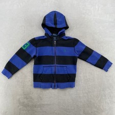 Polo Ralph Lauren Zip Hoodie Kids Size 6 Blue Black Striped Pony Logo Varsity 3