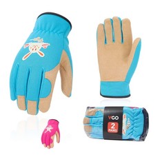Vgo... 2Pairs Age 6-7 Kids Gardening, Lawning, Working Gloves Size L, 2Colors...